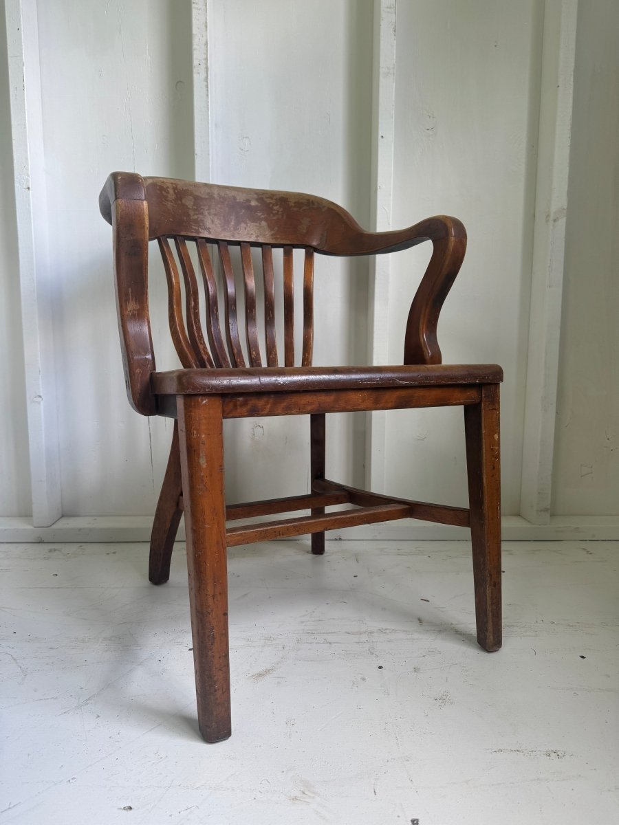 Vintage Walnut Banker Chair - Diamonds & Rust