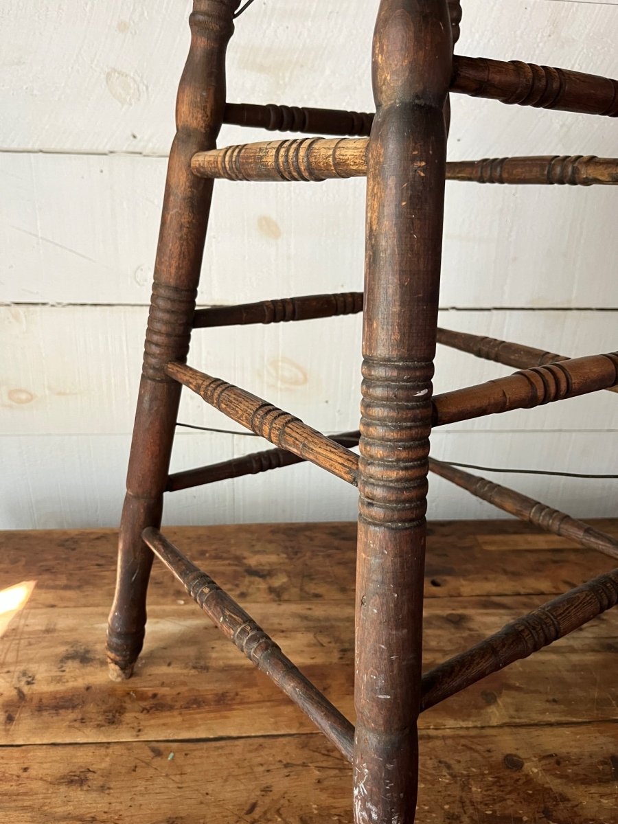 Vintage Wood Stool - Diamonds & Rust
