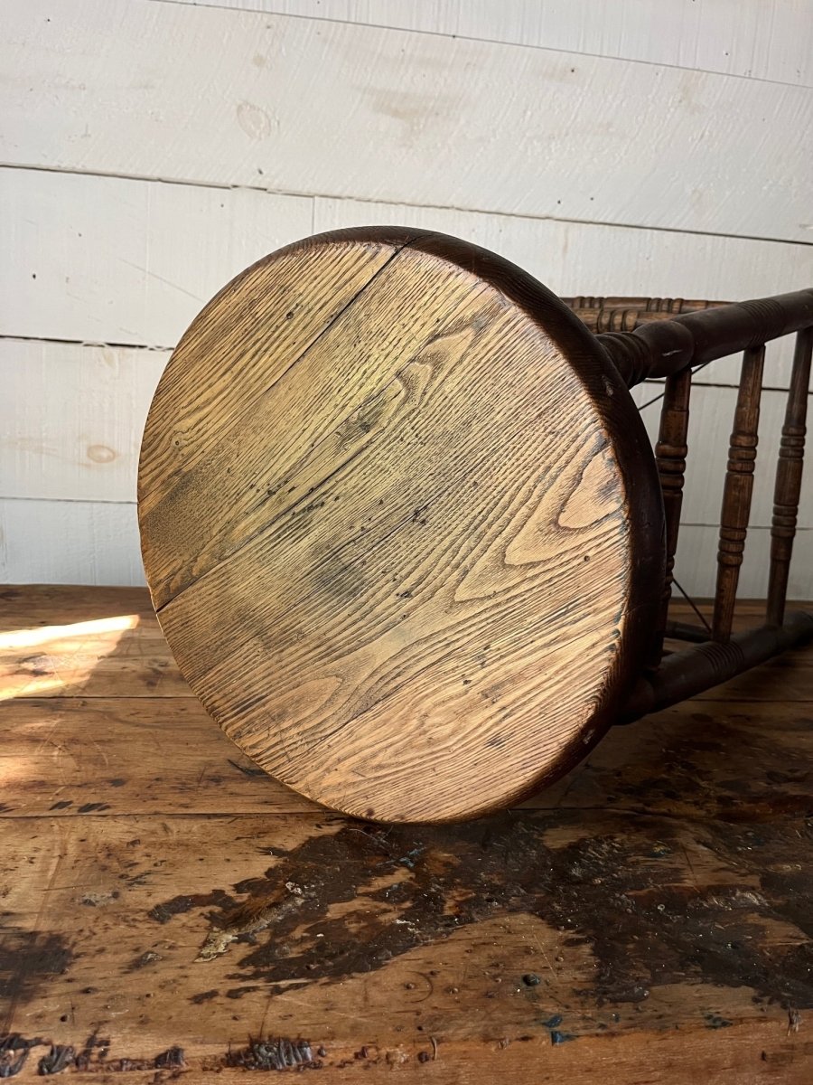 Vintage Wood Stool - Diamonds & Rust
