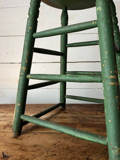 Vintage Wood Stool - Forest Green - Diamonds & Rust
