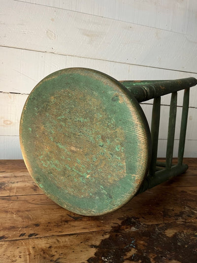 Vintage Wood Stool - Forest Green - Diamonds & Rust