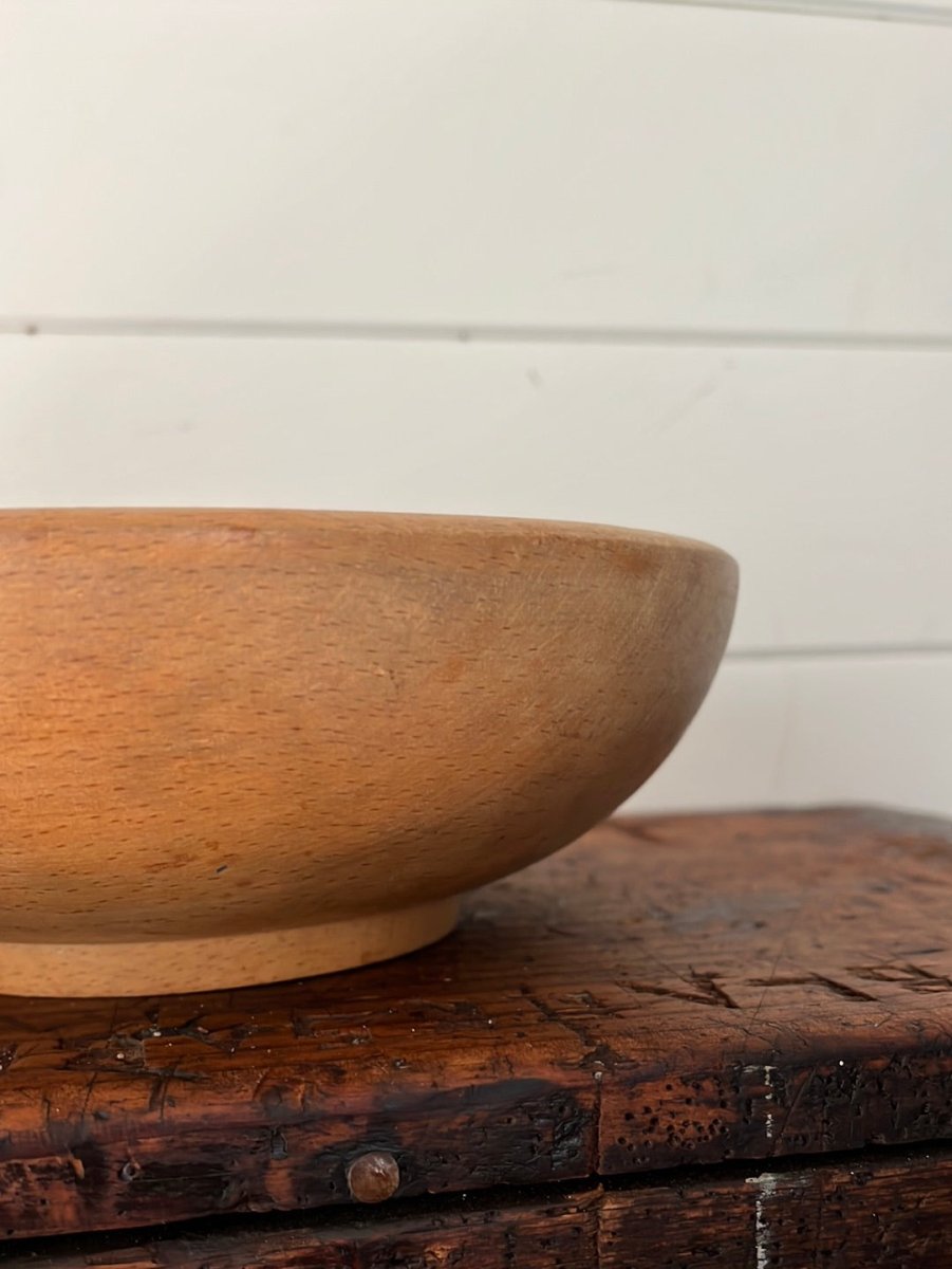 Vintage Wooden Bowl - Diamonds & Rust