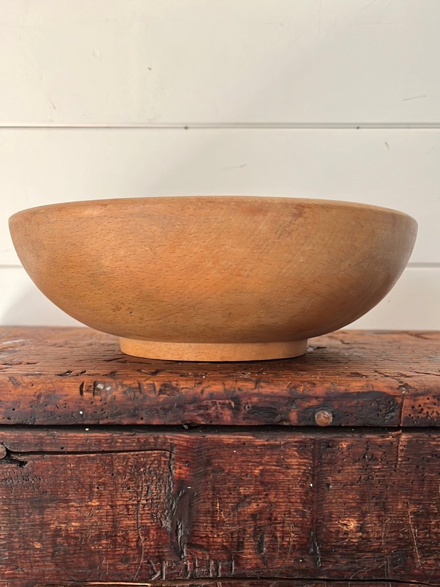 Vintage Wooden Bowl - Diamonds & Rust