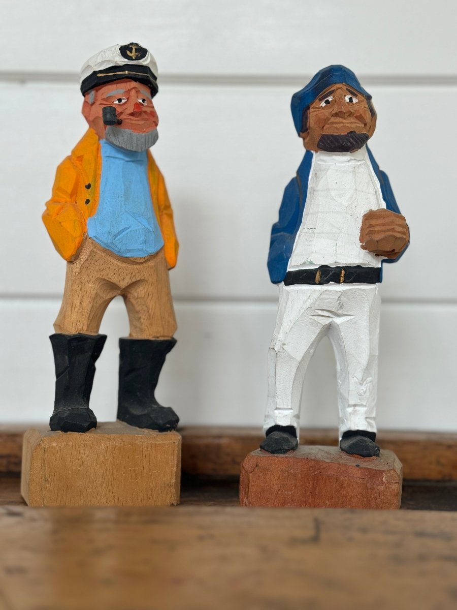 Vintage Wooden Fisherman - Blue - Diamonds & Rust