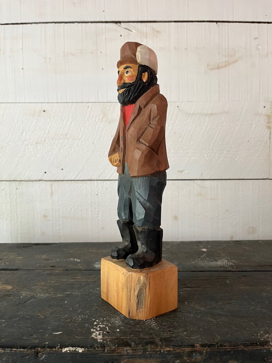 Vintage Wooden Fisherman - Brown Coat - Diamonds & Rust