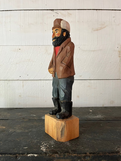 Vintage Wooden Fisherman - Brown Coat - Diamonds & Rust