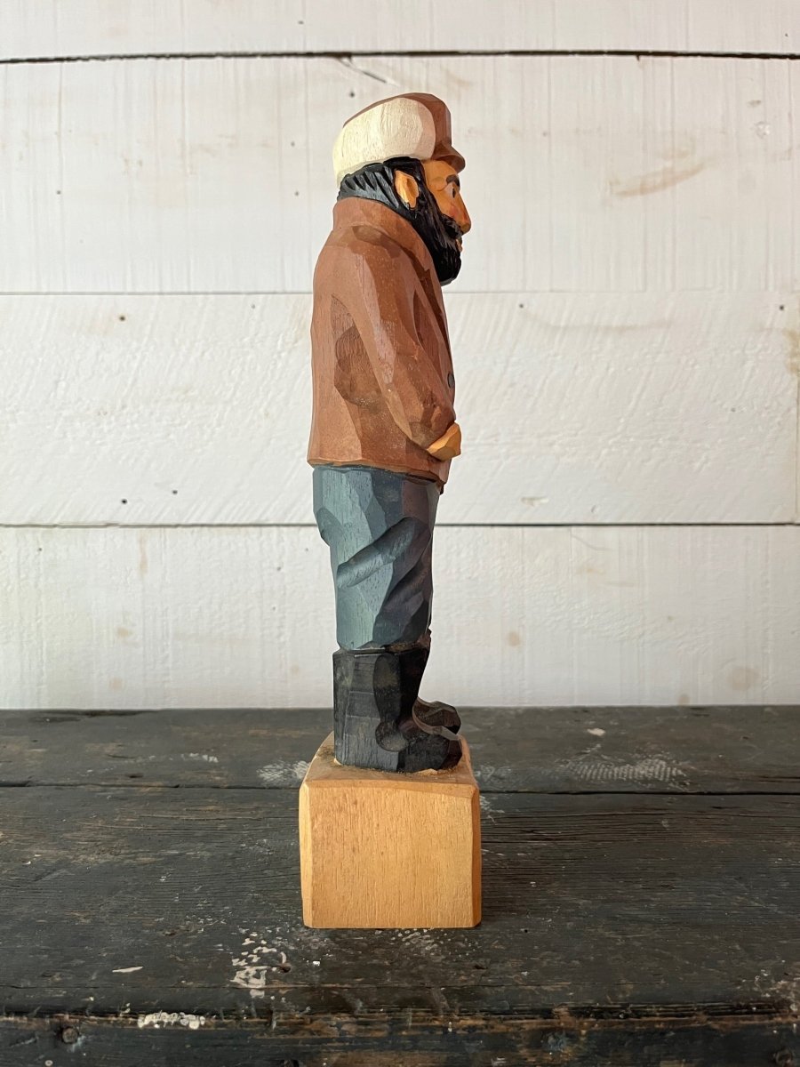 Vintage Wooden Fisherman - Brown Coat - Diamonds & Rust