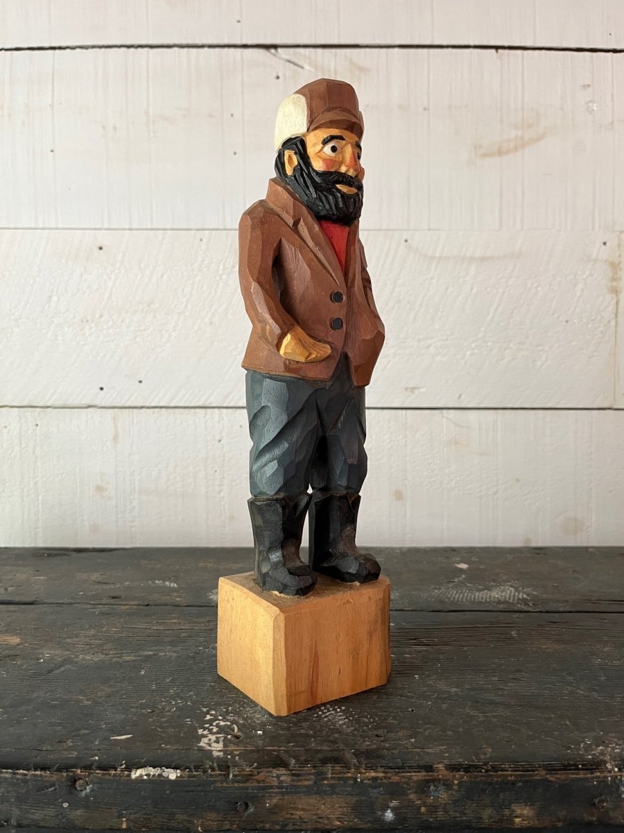 Vintage Wooden Fisherman - Brown Coat - Diamonds & Rust