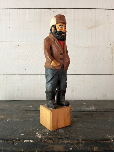 Vintage Wooden Fisherman - Brown Coat - Diamonds & Rust