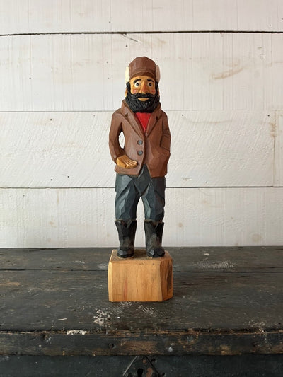 Vintage Wooden Fisherman - Brown Coat - Diamonds & Rust
