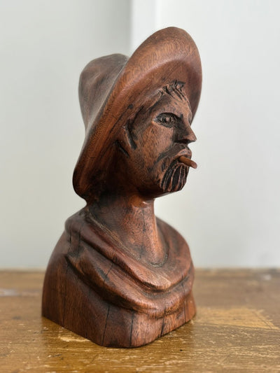 Vintage Wooden Fisherman Head - Diamonds & Rust