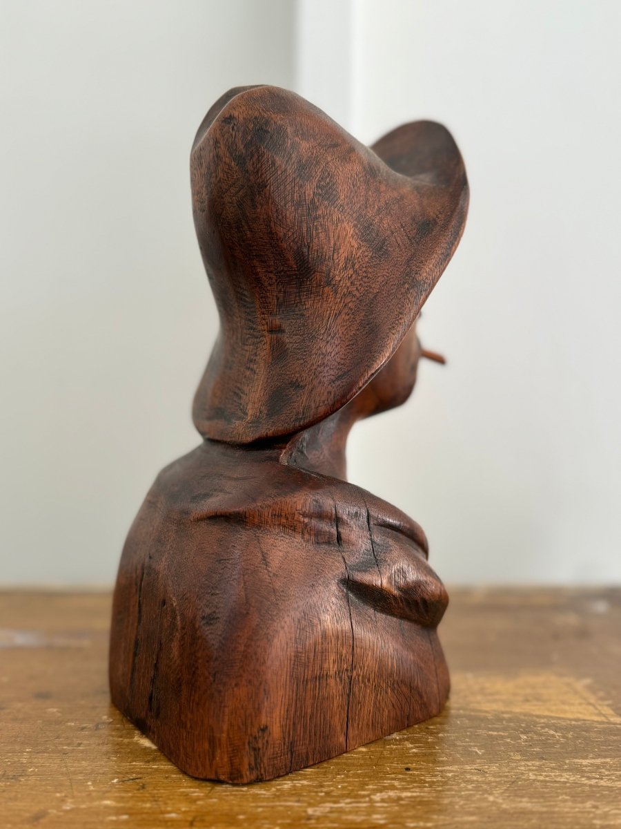 Vintage Wooden Fisherman Head - Diamonds & Rust