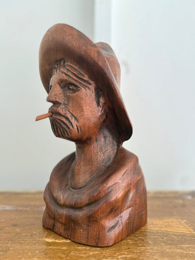 Vintage Wooden Fisherman Head - Diamonds & Rust