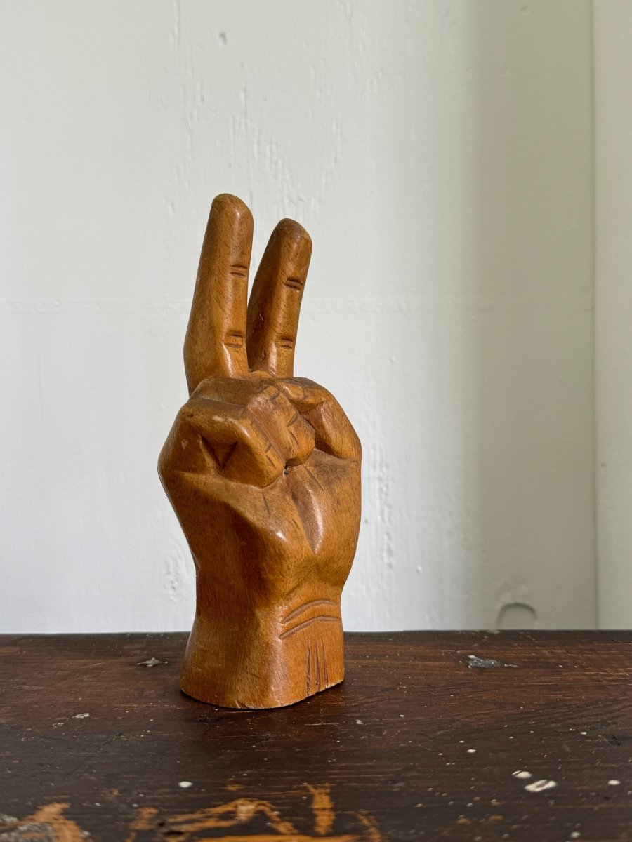 Vintage Wooden Peace Sign - Diamonds & Rust