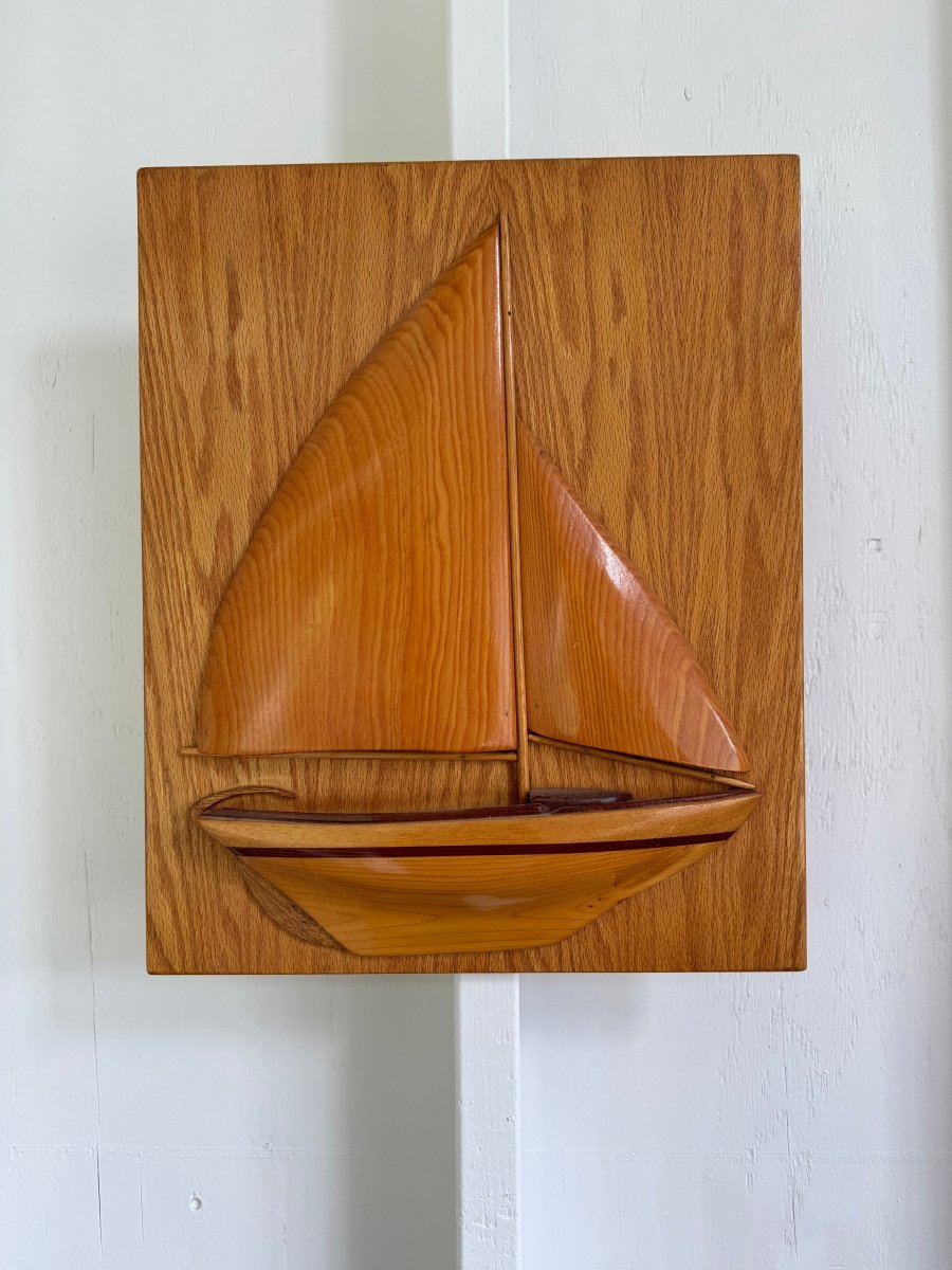 Vintage Wooden Sailboat Plaque - Diamonds & Rust