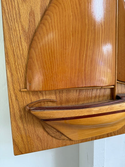 Vintage Wooden Sailboat Plaque - Diamonds & Rust