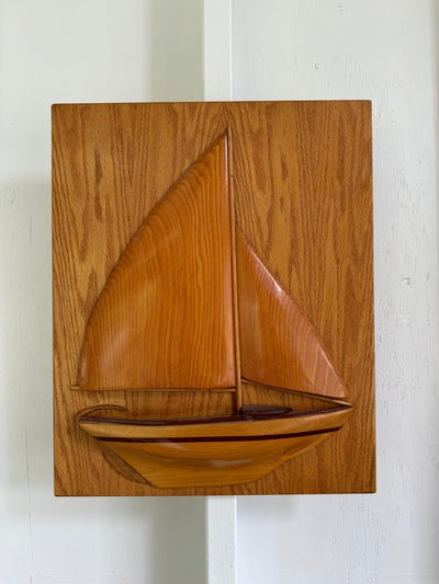 Vintage Wooden Sailboat Plaque - Diamonds & Rust