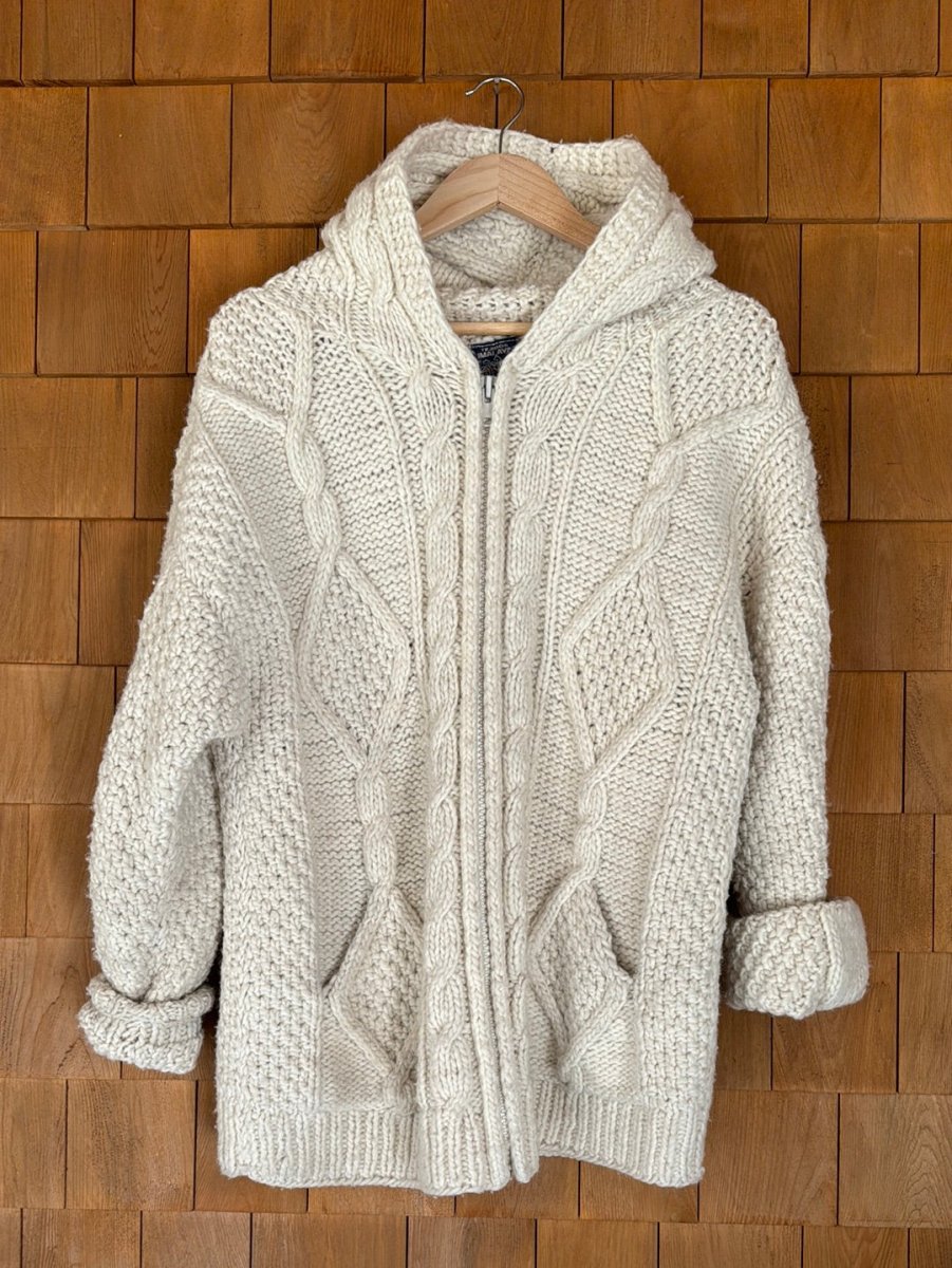 Vintage Wool Fisherman's Cardigan Sweater - Diamonds & Rust