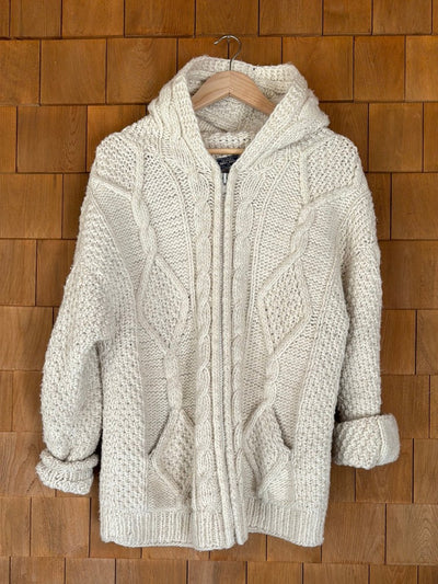 Vintage Wool Fisherman's Cardigan Sweater - Diamonds & Rust