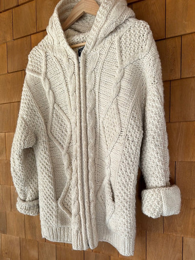 Vintage Wool Fisherman's Cardigan Sweater - Diamonds & Rust