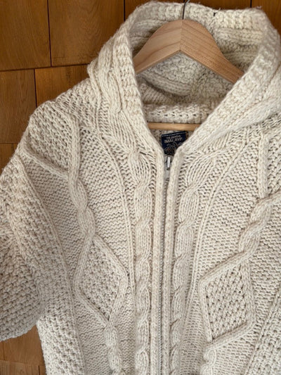 Vintage Wool Fisherman's Cardigan Sweater - Diamonds & Rust