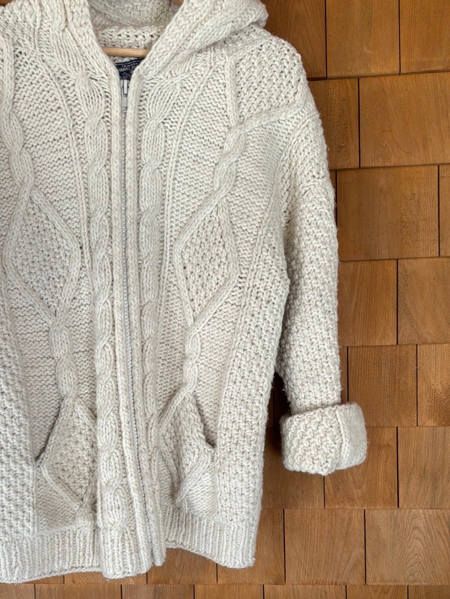 Vintage Wool Fisherman's Cardigan Sweater - Diamonds & Rust