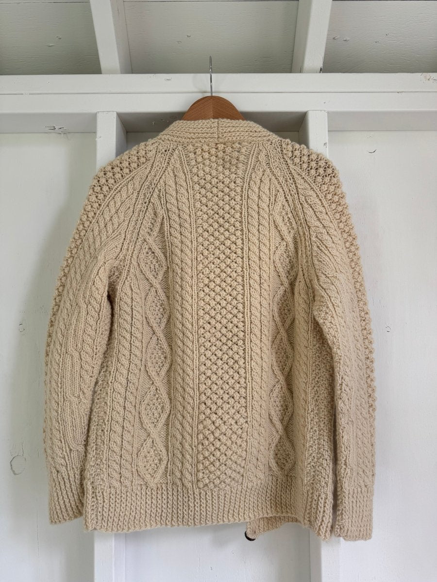 Vintage Wool Fisherman's Sweater - V Neck Cardigan - Diamonds & Rust