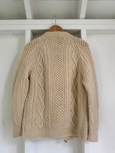 Vintage Wool Fisherman's Sweater - V Neck Cardigan - Diamonds & Rust