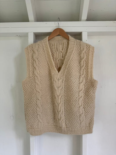Vintage Wool Fisherman's Sweater - V Neck Vest - Diamonds & Rust