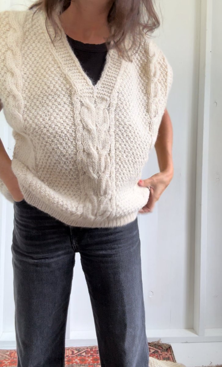 Vintage Wool Fisherman's Sweater - V Neck Vest - Diamonds & Rust
