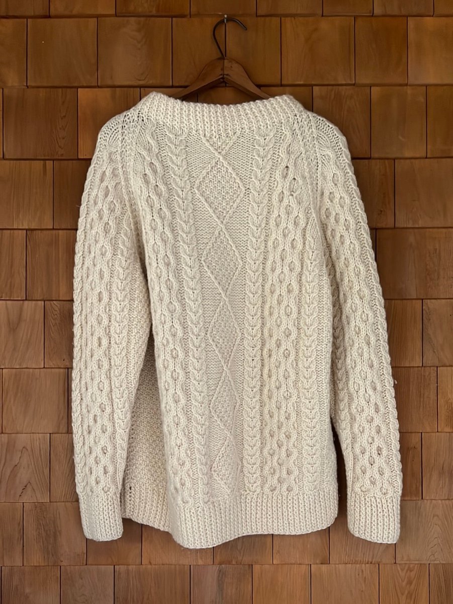 Vintage Wool Fishermen's Cardigan Sweater - Diamonds & Rust