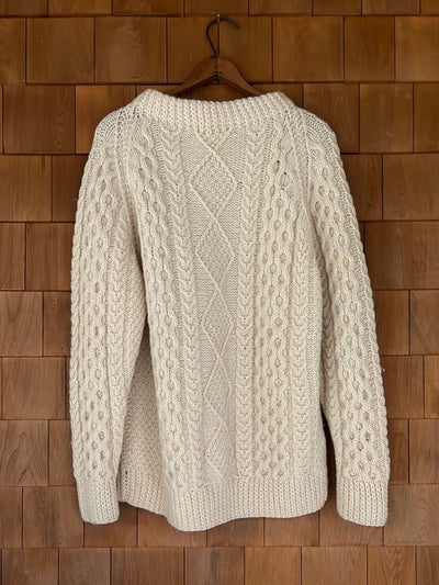 Vintage Wool Fishermen's Cardigan Sweater - Diamonds & Rust