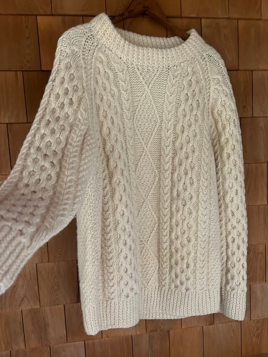 Vintage Wool Fishermen's Cardigan Sweater - Diamonds & Rust