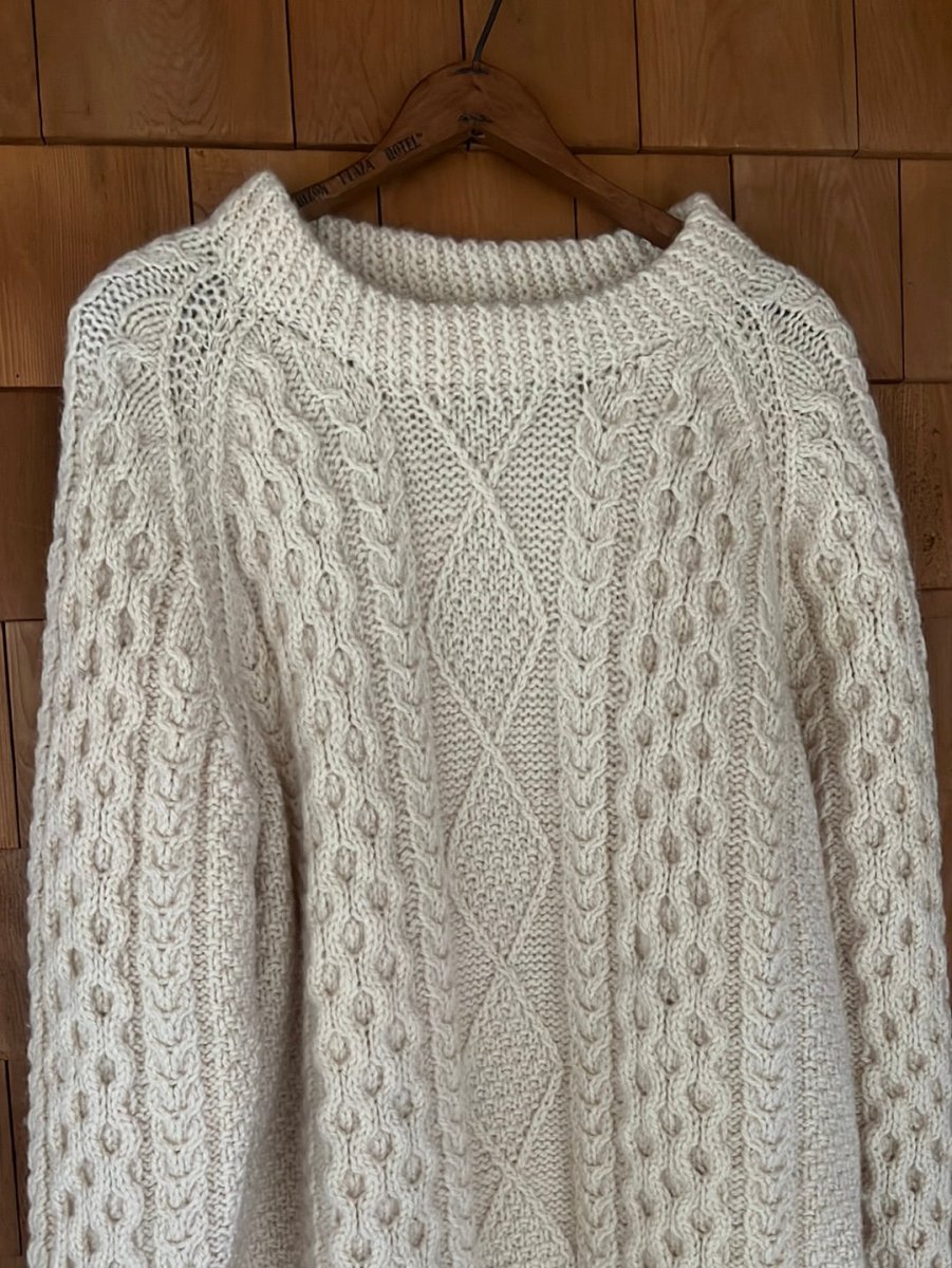 Vintage Wool Fishermen's Cardigan Sweater - Diamonds & Rust