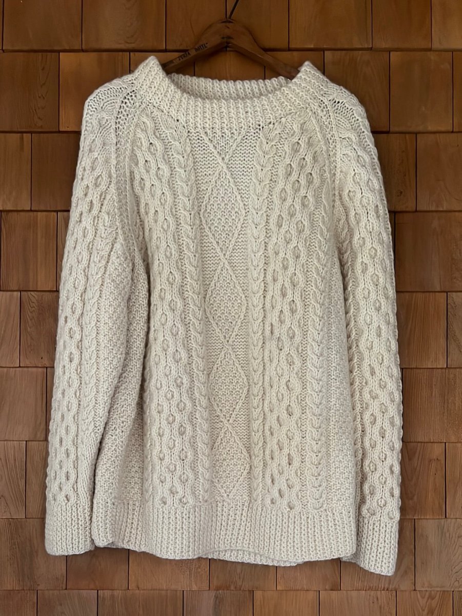 Vintage Wool Fishermen's Cardigan Sweater - Diamonds & Rust