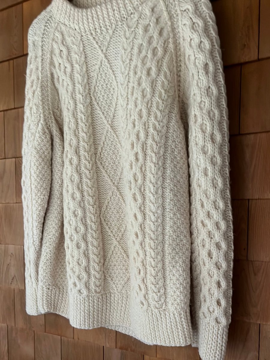 Vintage Wool Fishermen's Cardigan Sweater - Diamonds & Rust