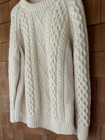 Vintage Wool Fishermen's Cardigan Sweater - Diamonds & Rust
