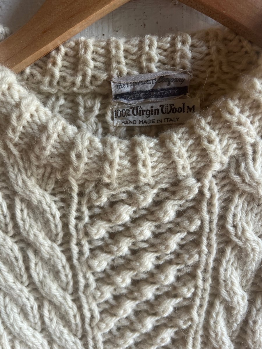Vintage Wool Fishermen's Sweater - Diamonds & Rust