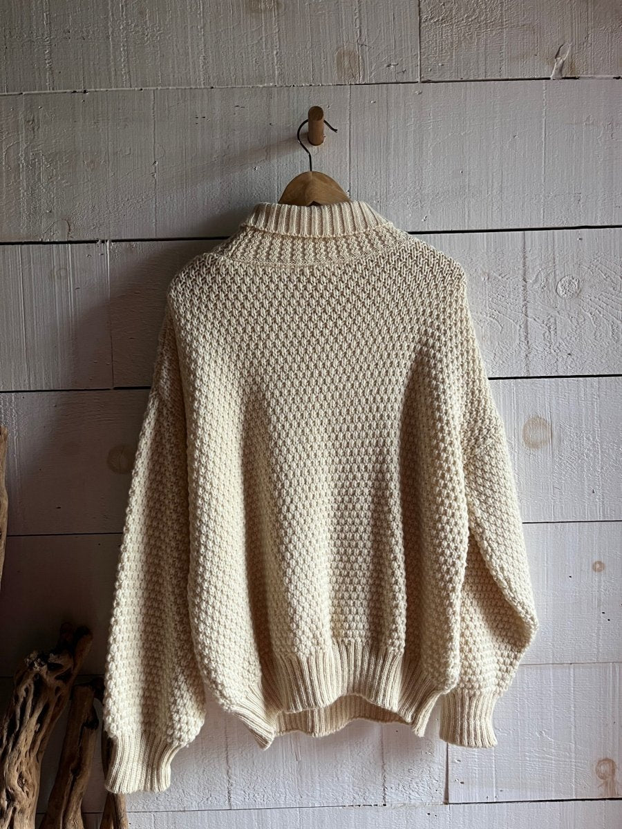 Vintage Wool Fishermen's Sweater - Diamonds & Rust