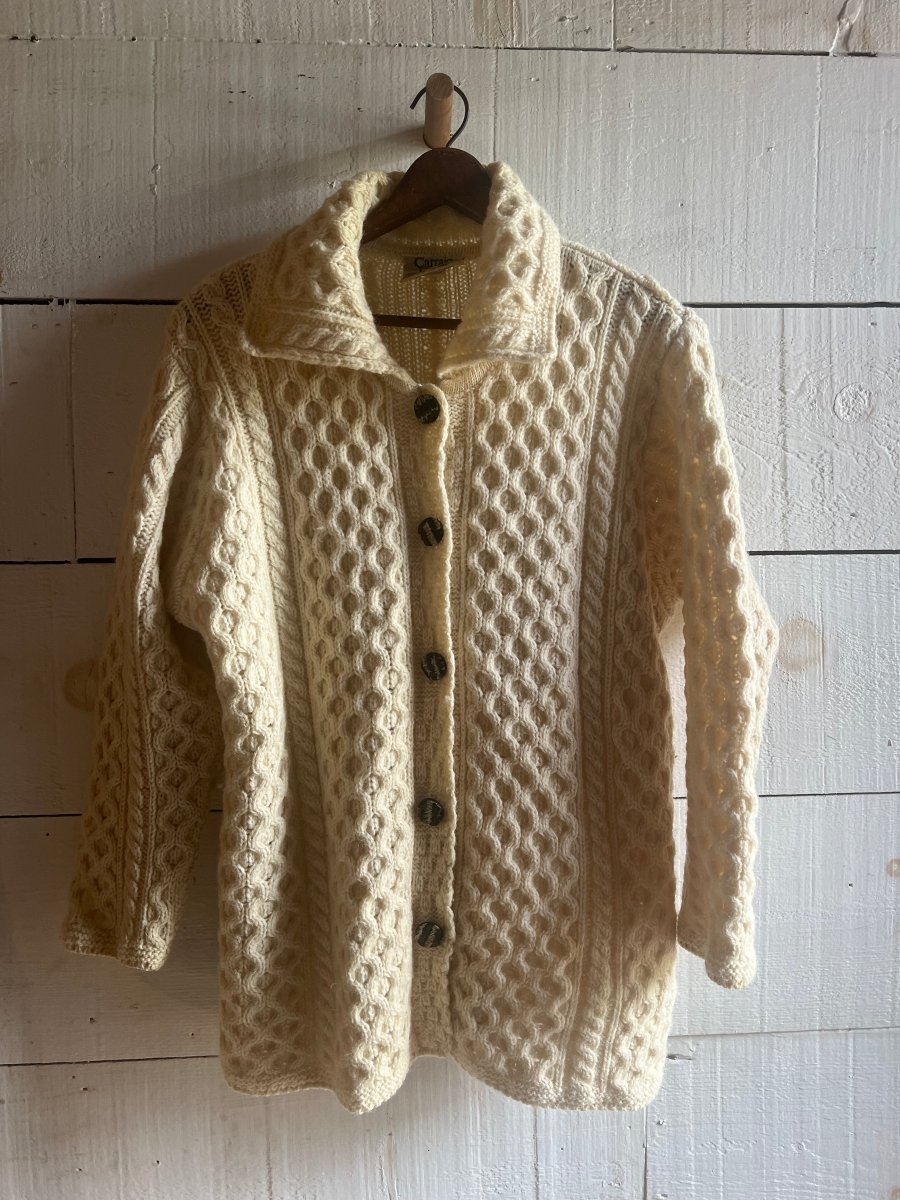 Vintage Wool Fishermen's Sweater - Diamonds & Rust
