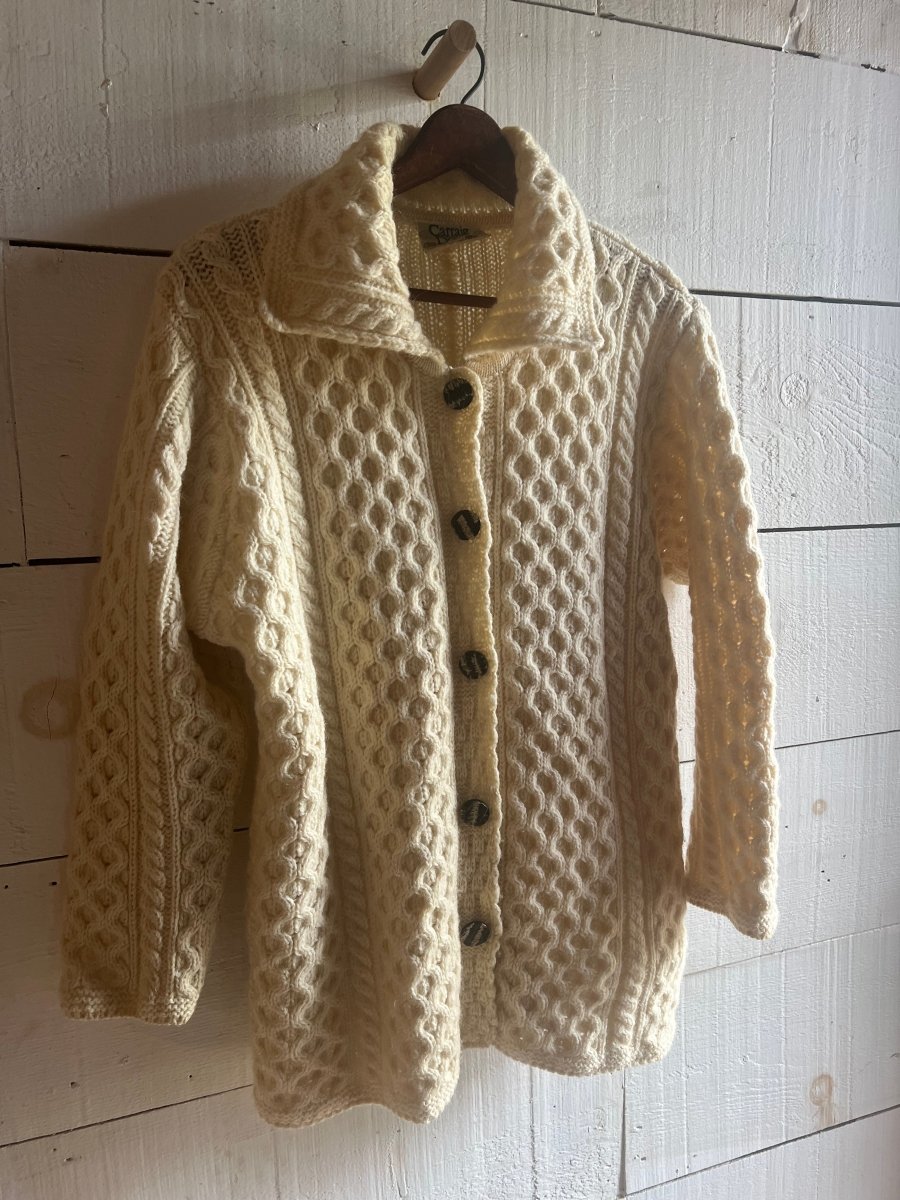 Vintage Wool Fishermen's Sweater - Diamonds & Rust