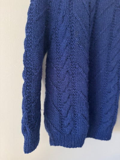 Vintage Wool Fishermen's Sweater Blue - Diamonds & Rust