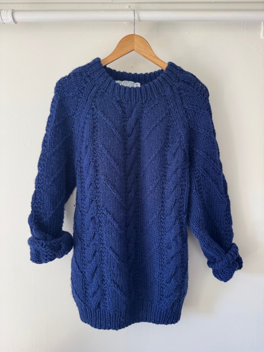 Vintage Wool Fishermen's Sweater Blue - Diamonds & Rust