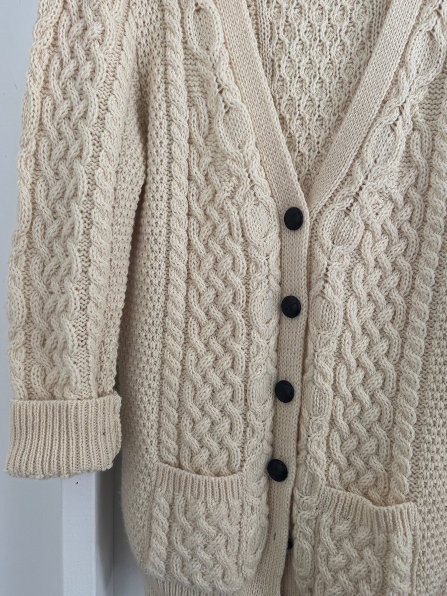 Vintage Wool Fishermen's Sweater Cardigan - Diamonds & Rust