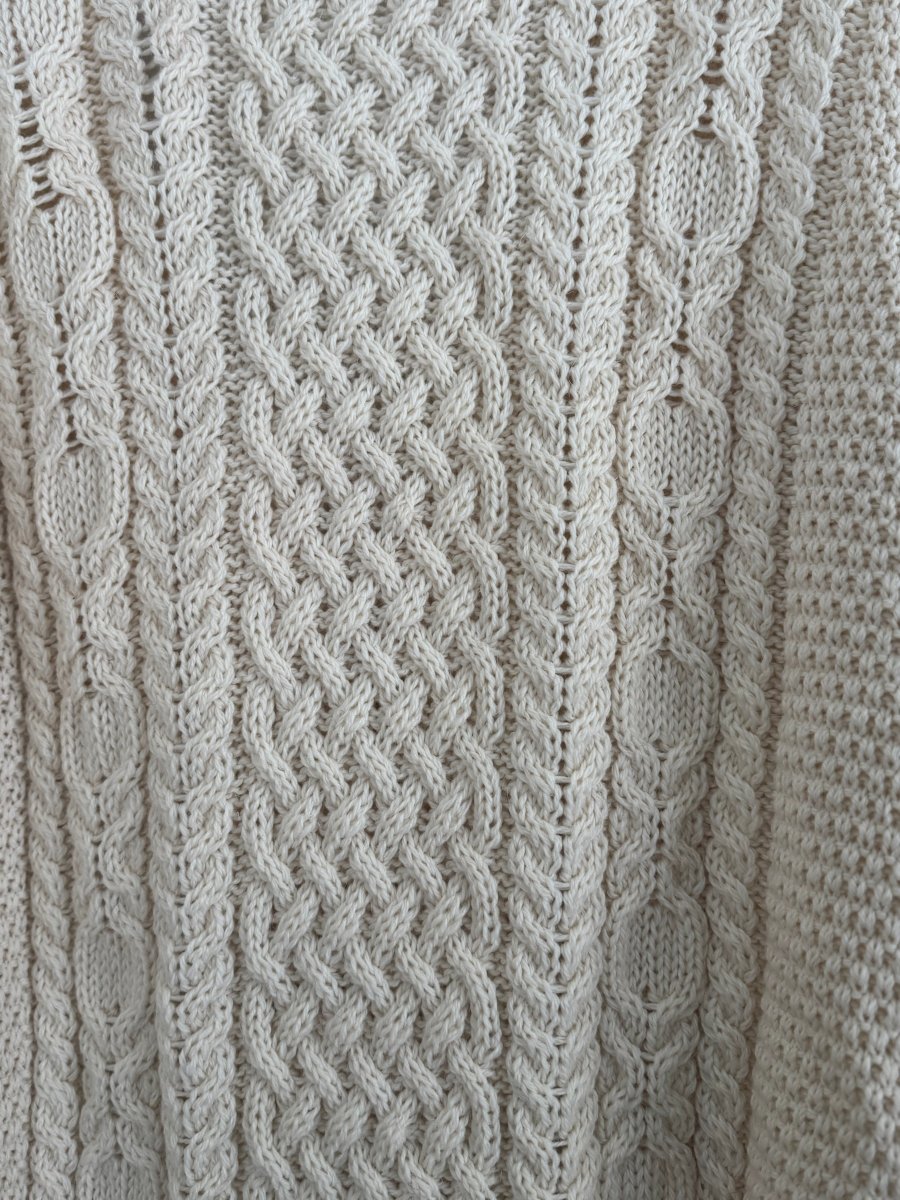 Vintage Wool Fishermen's Sweater Cardigan - Diamonds & Rust