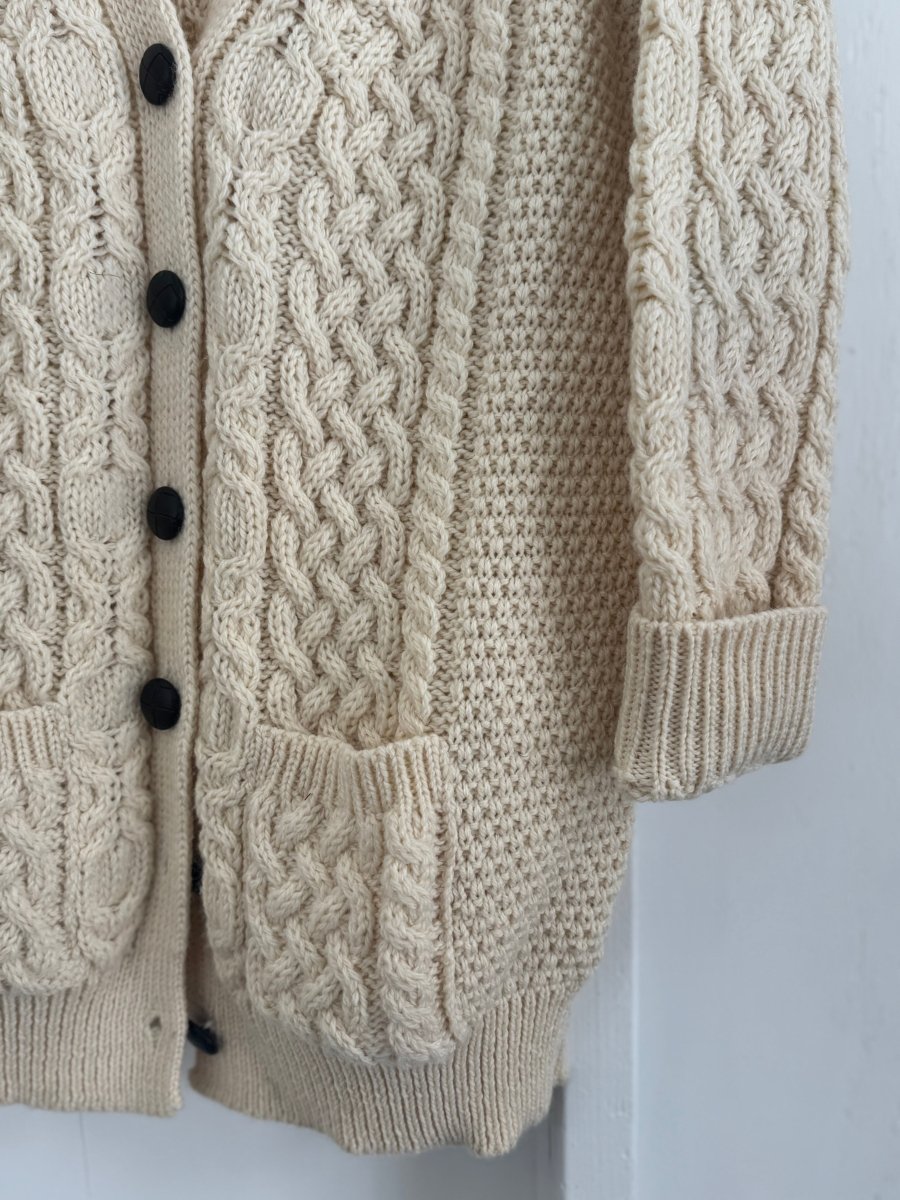 Vintage Wool Fishermen's Sweater Cardigan - Diamonds & Rust
