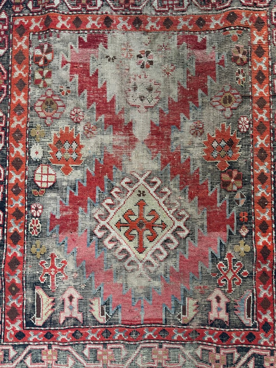 Vintage Worn In Rug - Pink + Orange - Diamonds & Rust