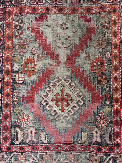 Vintage Worn In Rug - Pink + Orange - Diamonds & Rust