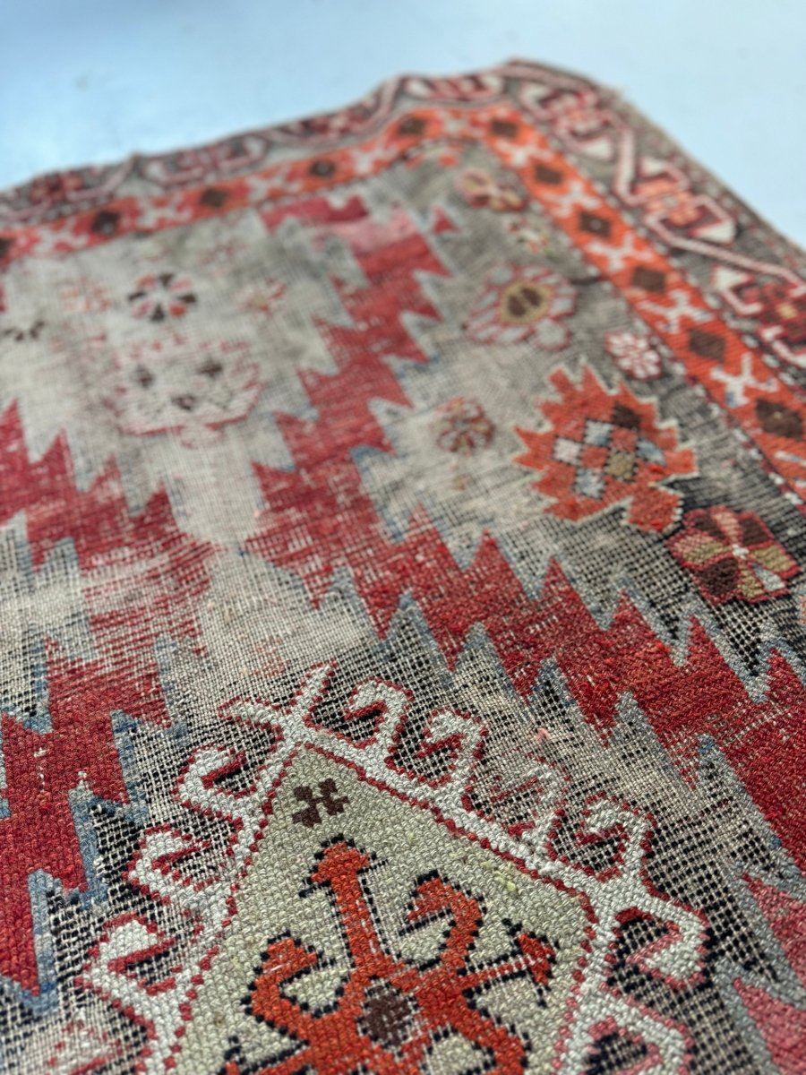 Vintage Worn In Rug - Pink + Orange - Diamonds & Rust
