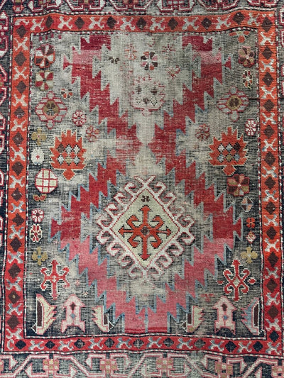 Vintage Worn In Rug - Pink + Orange - Diamonds & Rust